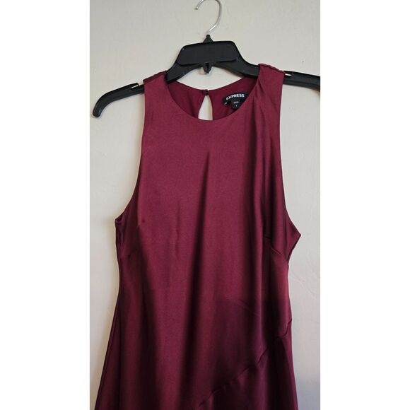 Express Burgundy Satin Midi Dress Size Small - Picture 5 of 7